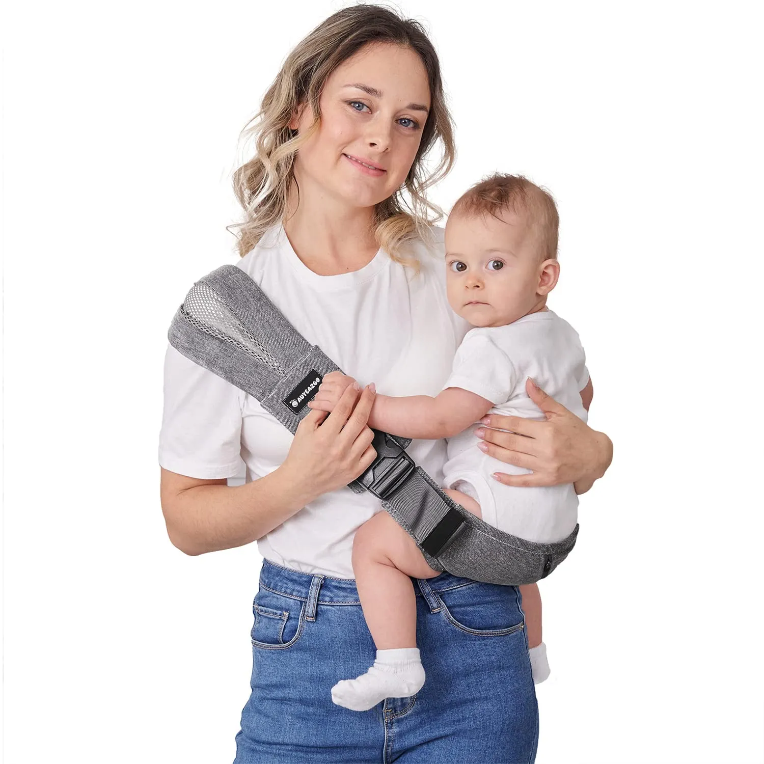 Toddler Sling, Ergonomic Baby Sling Carrier with Adjustable Strap, Soft Padding & Non-Slip Hip Seat, Perfect for Infant and Toddler(7-44 lbs), Premium Cotton (Steel Gray)
