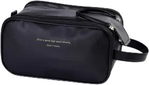 Toiletry Travel For Women,PU Leather Large Waterproof Makeup Cosmetic,Travel Organizer Packing Cubes for Accessories Toiletries Cosmetics Travel Essentials (Black)