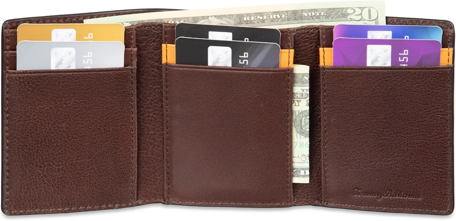 Tommy Bahama Men's Compact Trifold Leather Wallet