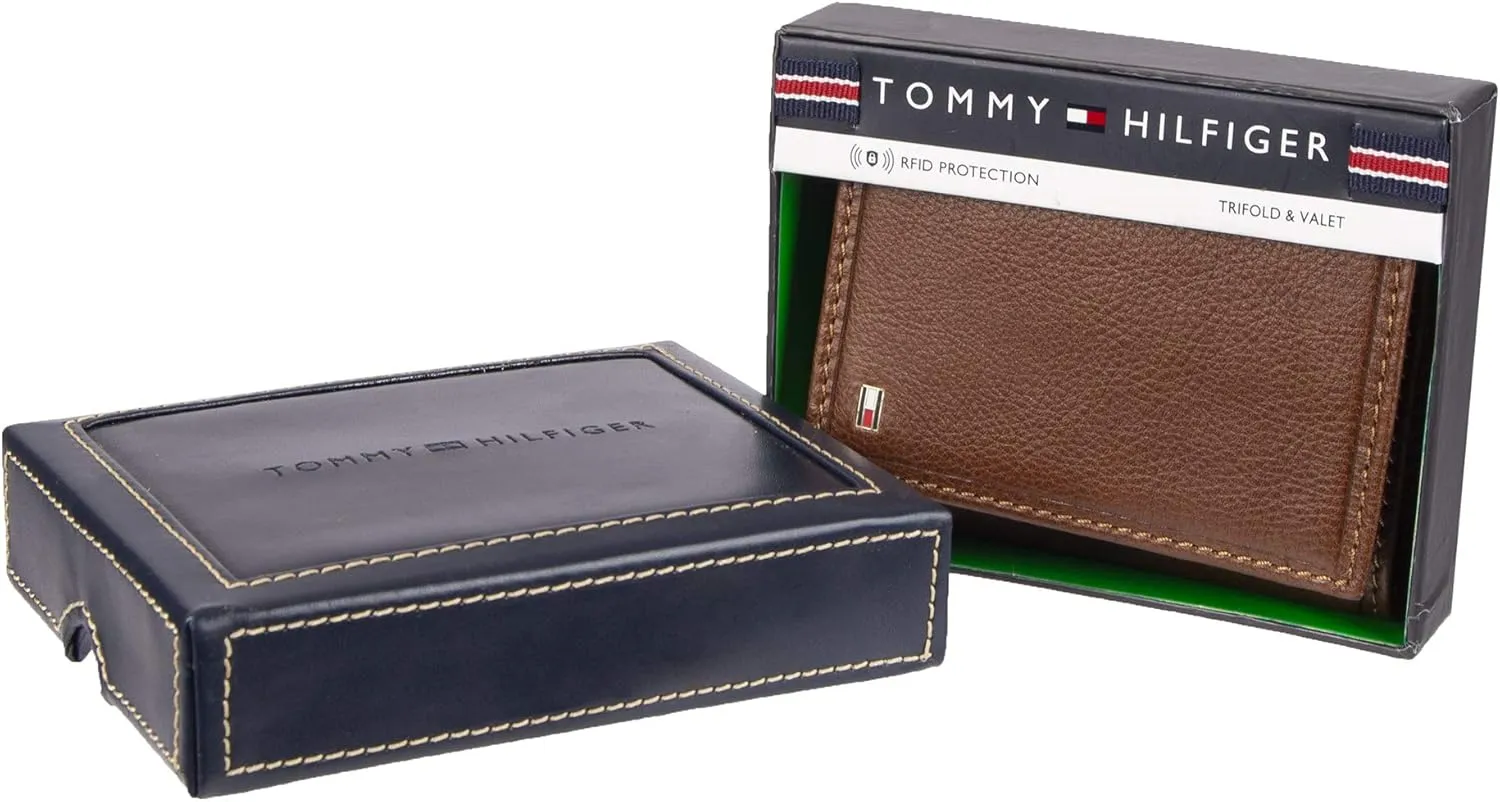 Tommy Hilfiger Men's Compact Trifold Wallet with ID Window and Multiple Card Slots
