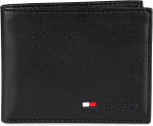 Tommy Hilfiger Men's Leather Wallet – Slim Bifold with 6 Credit Card Pockets and Removable ID Window