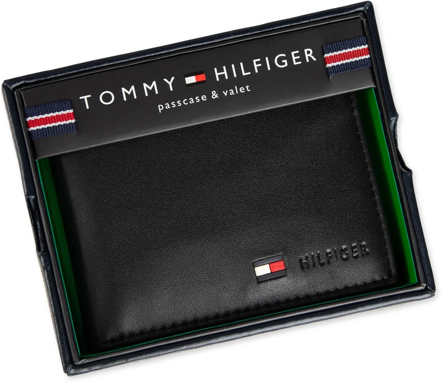 Tommy Hilfiger Men's Leather Wallet – Slim Bifold with 6 Credit Card Pockets and Removable ID Window