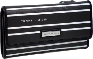 Tommy Hilfiger Women's Black White Logo Striped Checkbook Wallet Clutch Bag