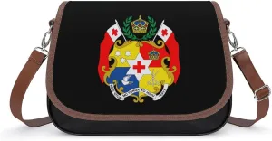 Tonga National Emblem Tongan Cute Crossbody Purses for Women Leather Shoulder Bag Adjustable Shoulder Strap Handbag