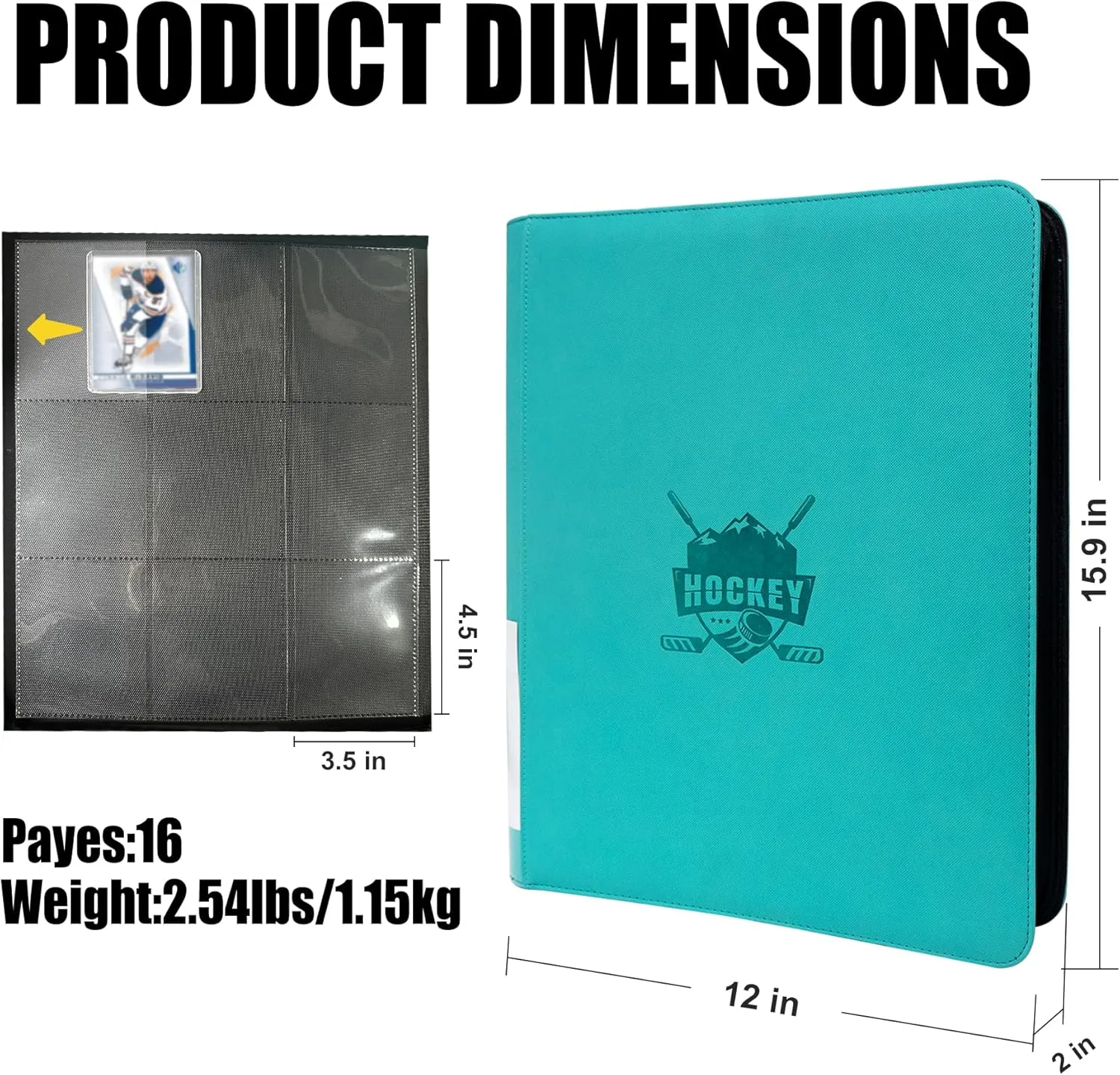 Toploader Binder - Holds 288 Toploaders,9-Pocket Ringless Double-Sided Pockets for Hockey Cards,Waterproof Top Loader Card Storage for Hockey Cards
