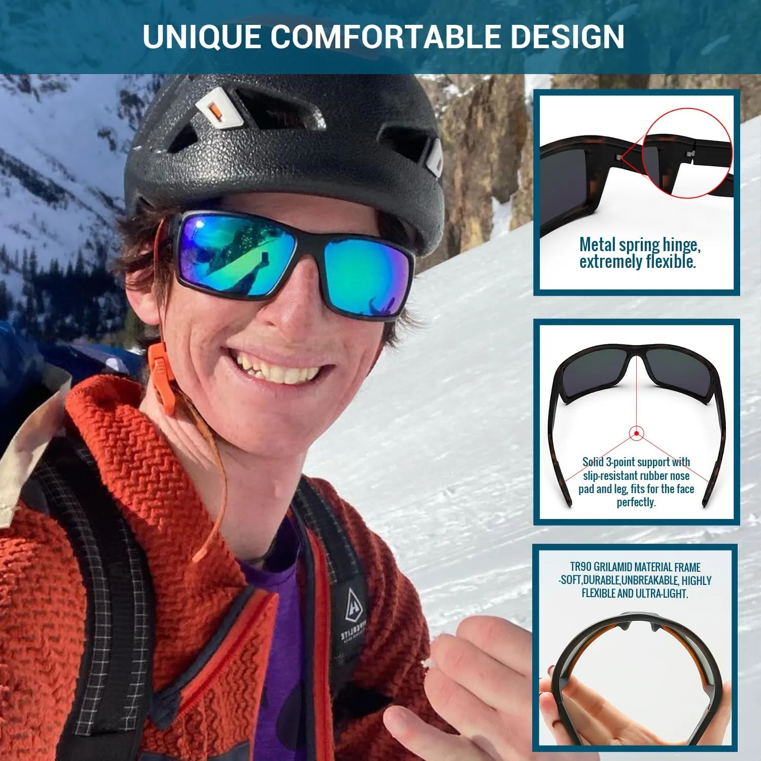 TOREGE Sports Polarized Sunglasses for Men Women Flexible Frame Cycling Running Driving Fishing Mountaineering TR24