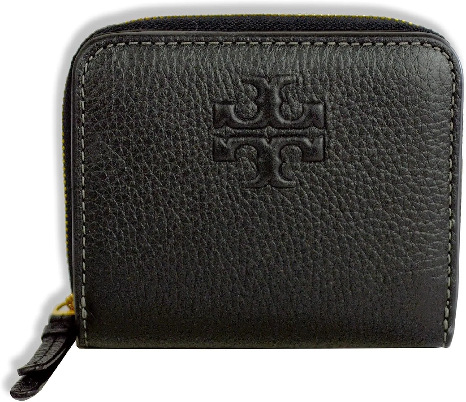 Tory Burch Womens 146463 Pebble Leather Thea Bi-Fold Zip Around Wallet, (Black)