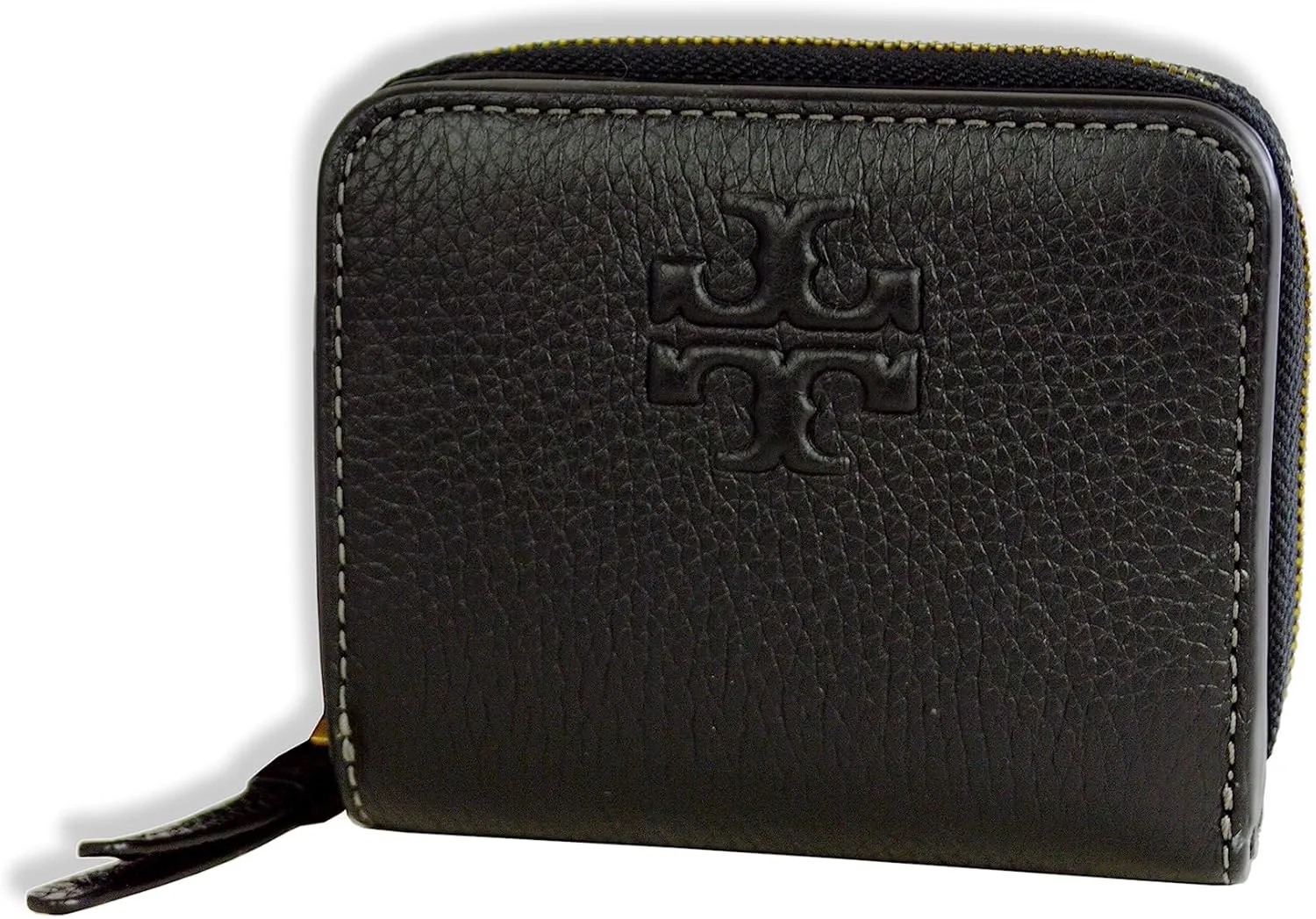 Tory Burch Womens 146463 Pebble Leather Thea Bi-Fold Zip Around Wallet, (Black)