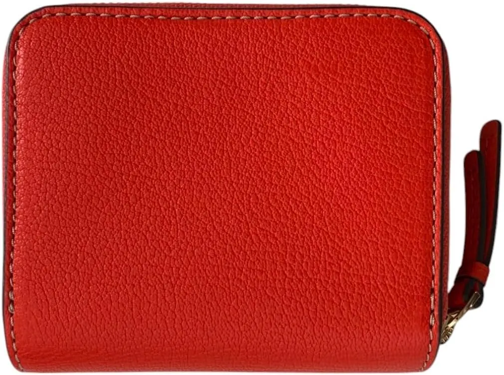 Tory Burch Womens 146463 Pebble Leather Thea Bi-Fold Zip Around Wallet, (Poppy Red)