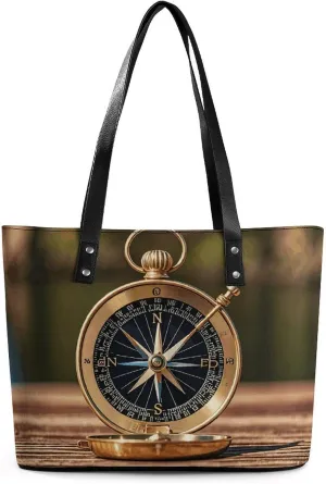 Tote Bag for Women Sail Boat Nautical Compass Handbags Aesthetic Tote Fashion Shoulder Bags for Beach Work Travel