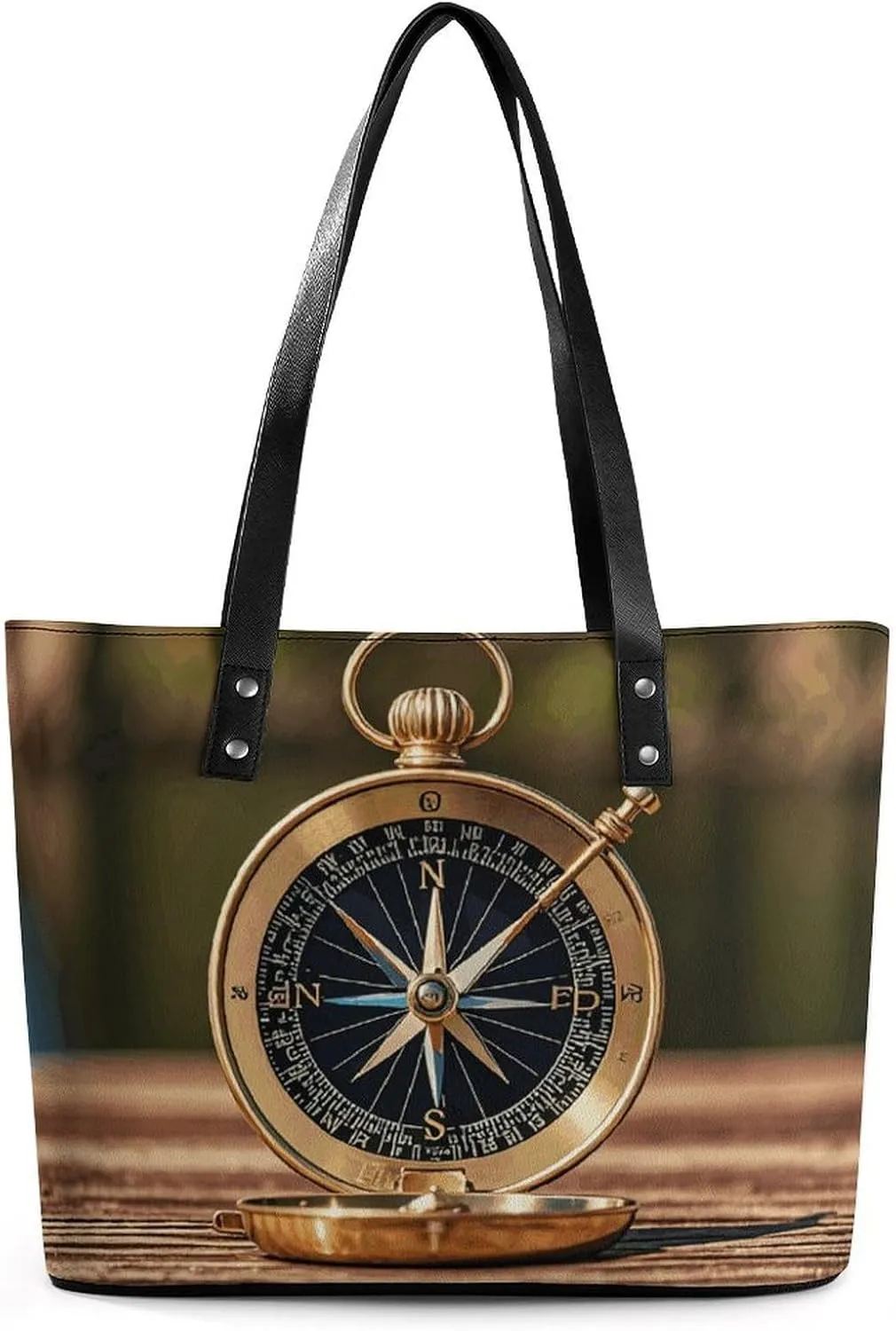 Tote Bag for Women Sail Boat Nautical Compass Handbags Aesthetic Tote Fashion Shoulder Bags for Beach Work Travel