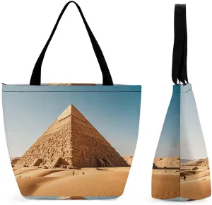 Tote Bag for Women Shoulder Bag Egyptian Pyramid in Desert Handbags for Travel Work Beach Bag