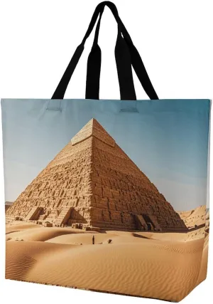 Tote Bag for Women Shoulder Bag Egyptian Pyramid in Desert Handbags for Travel Work Beach Bag