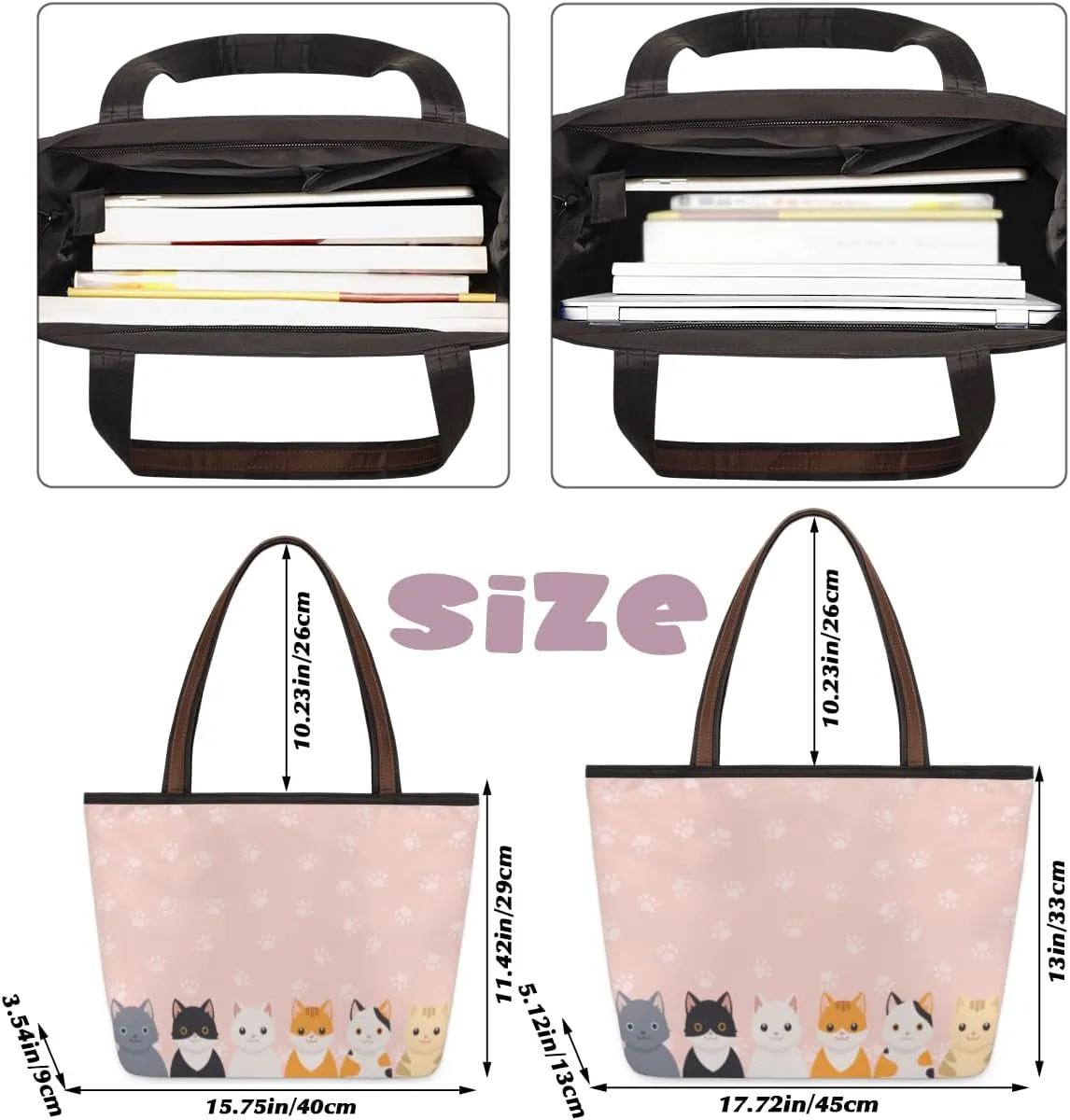Tote Bag for Women with Zipper Large Capacity Top Handle Casual Shoulder Bag Handbag Reusable Shopping