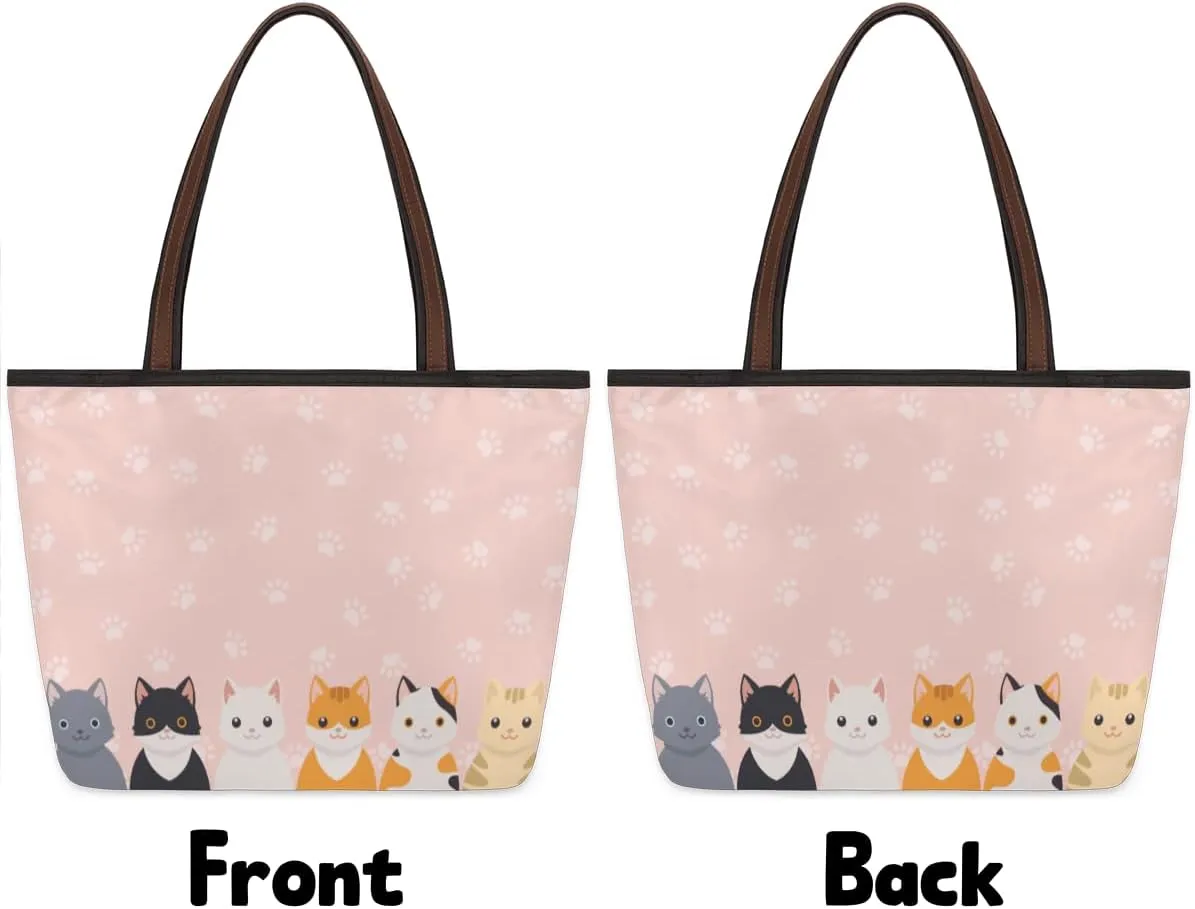 Tote Bag for Women with Zipper Large Capacity Top Handle Casual Shoulder Bag Handbag Reusable Shopping