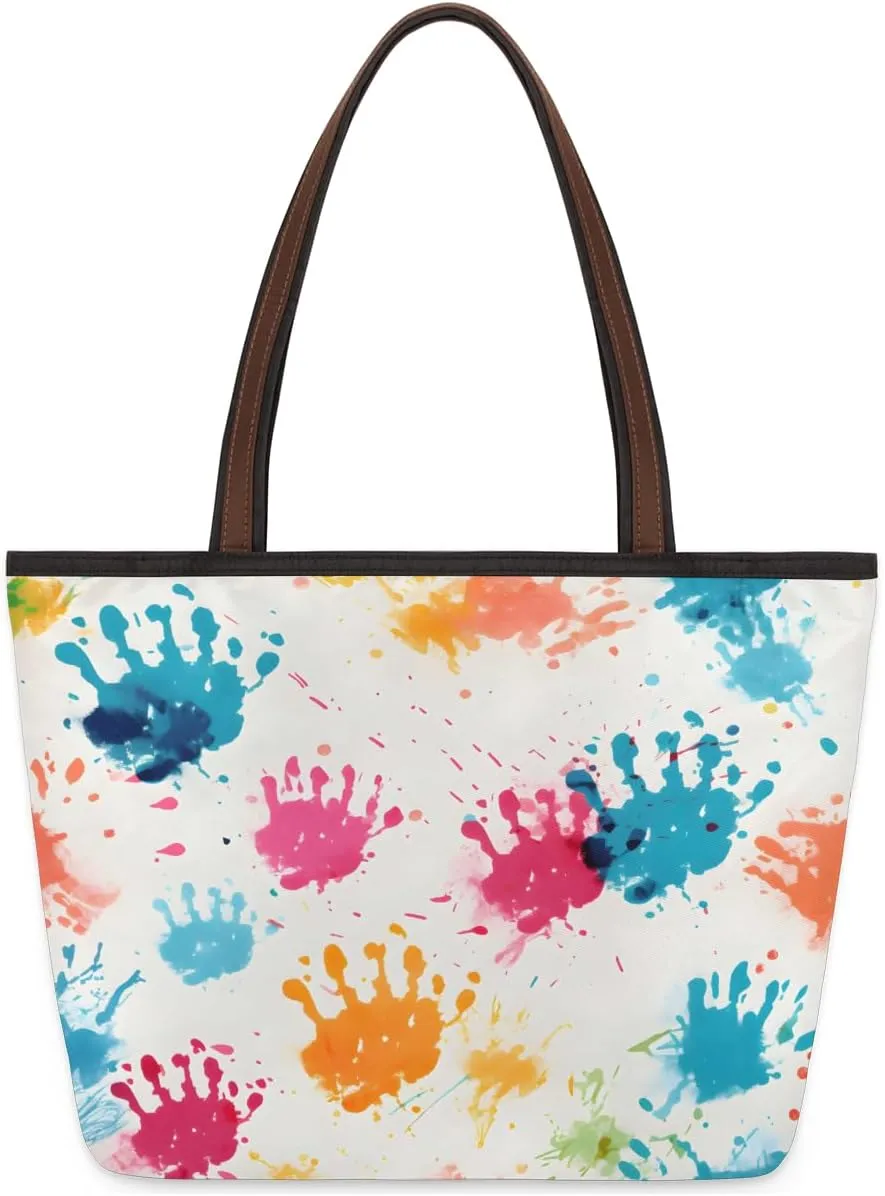 Tote Bag for Women with Zipper Large Capacity Top Handle Casual Shoulder Bag Handbag Reusable Shopping