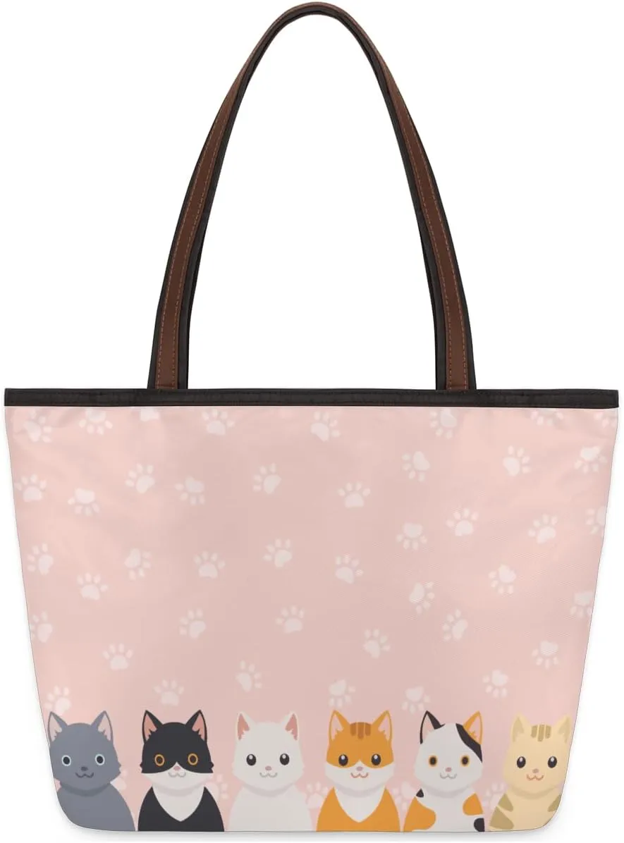 Tote Bag for Women with Zipper Large Capacity Top Handle Casual Shoulder Bag Handbag Reusable Shopping