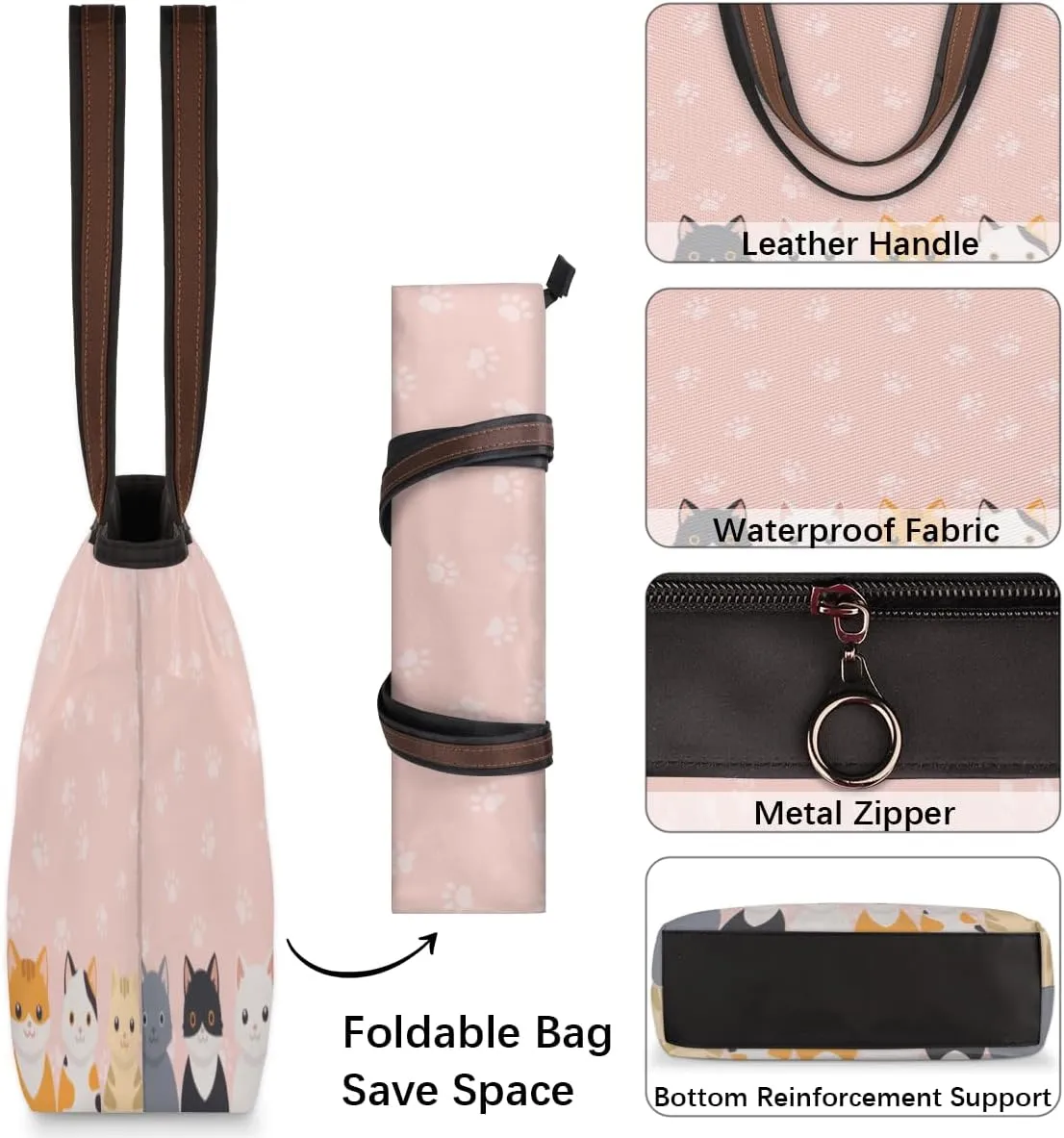 Tote Bag for Women with Zipper Large Capacity Top Handle Casual Shoulder Bag Handbag Reusable Shopping