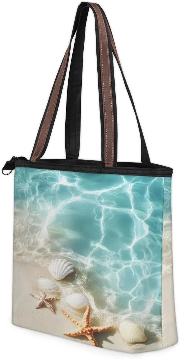 Tote Bag for Women with Zipper Large Capacity Top Handle Casual Shoulder Bag Handbag Reusable Shopping