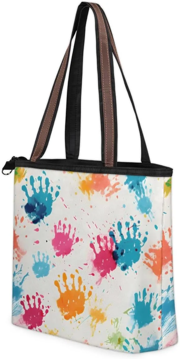 Tote Bag for Women with Zipper Large Capacity Top Handle Casual Shoulder Bag Handbag Reusable Shopping