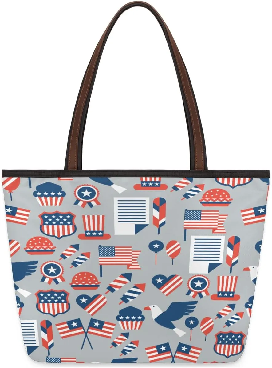 Tote Bag for Women with Zipper Large Capacity Top Handle Casual Shoulder Bag Handbag Reusable Shopping