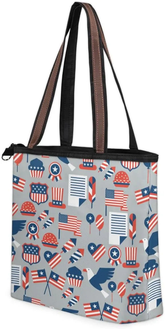 Tote Bag for Women with Zipper Large Capacity Top Handle Casual Shoulder Bag Handbag Reusable Shopping