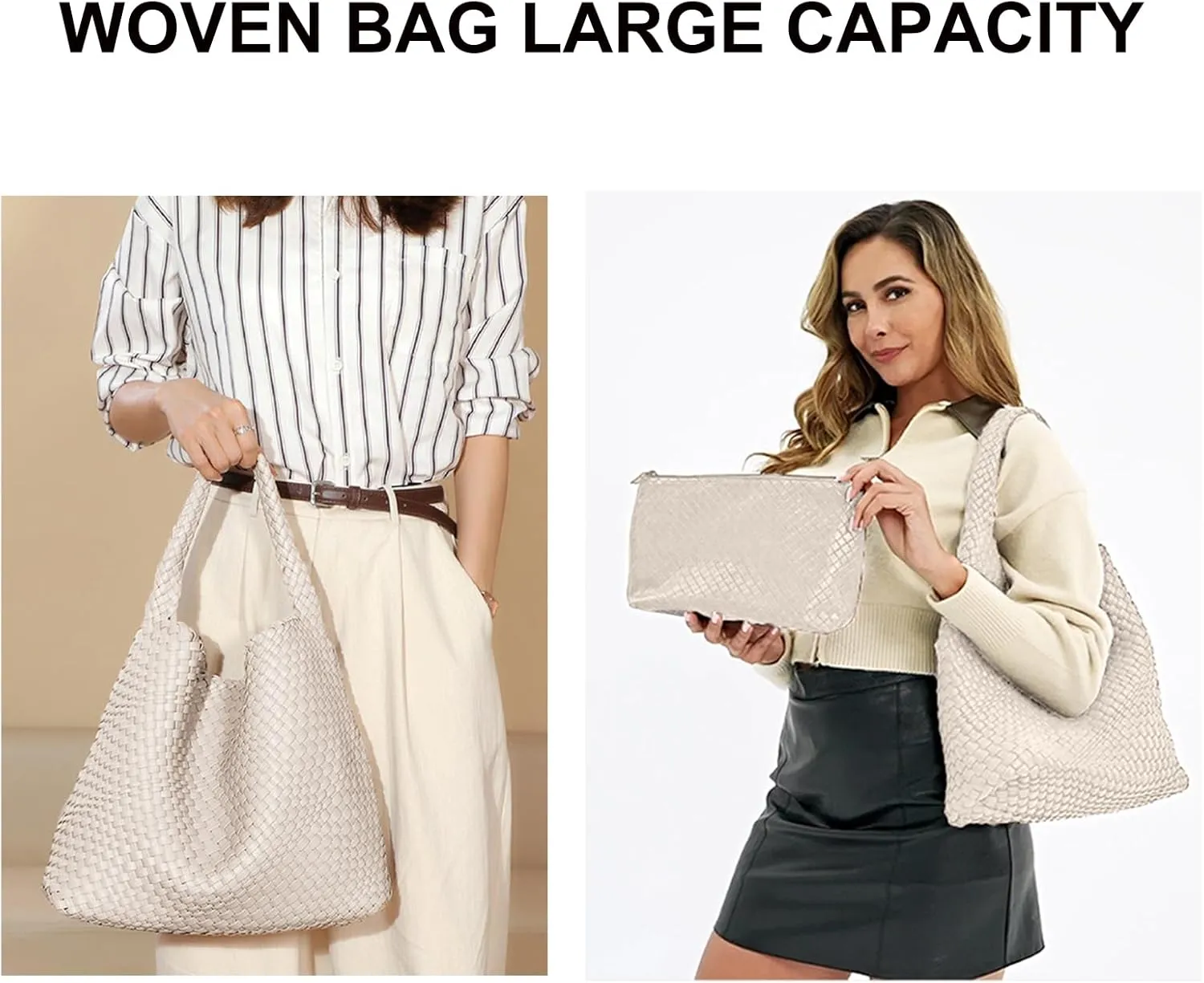 Tote Bag Shoulder Handbags for Women Hand bag Large Capacity Travel Woven Lightweight Purse Hobo Slouchy Bags