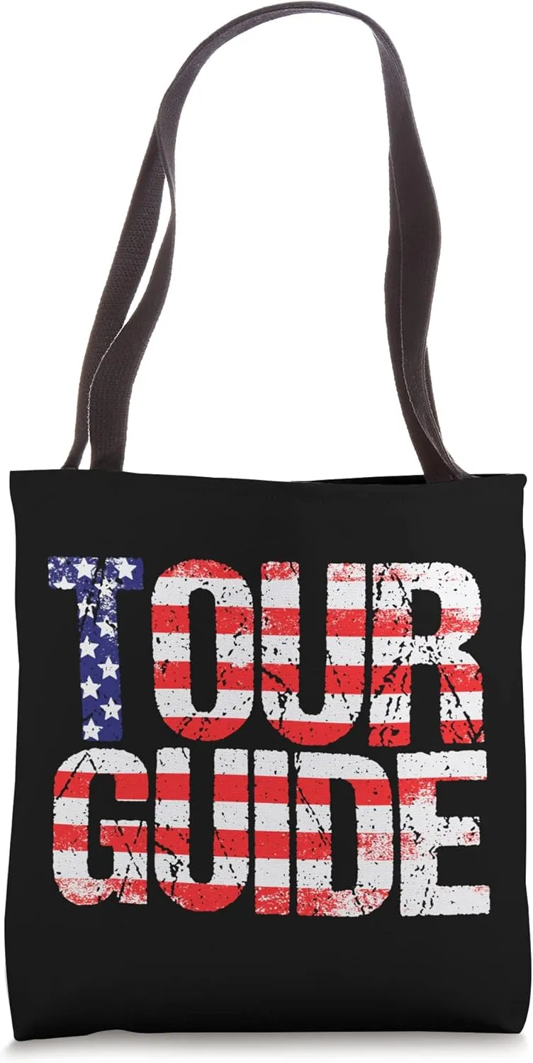Tour Guide USA Flag Patriotic Travel Guide Tote Bag