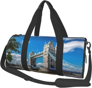 Tower Bridge In London Duffel Bag Foldable Gym Bag For Men Women, Lightweight With Inner Pocket For Travel Sports