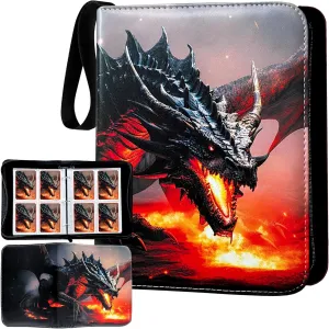 Trading Card Binder, Original Card Binder, Binder For Cards, Collector Card Binder with Cool Design, Trading Card Binder with 4 Page Sleeves, 400 Card Capacity, Card Binder For Collectors.