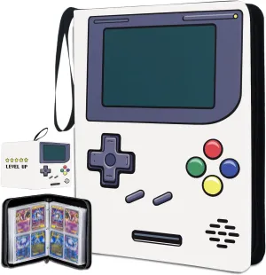 Trading Card Collection Binders Folder for Men Teens, Double-Sided 8-Pocket Card Album with Zipper, Game Cards Binder for Game Lover, Gaming Design Cards Binder for Boys Girls