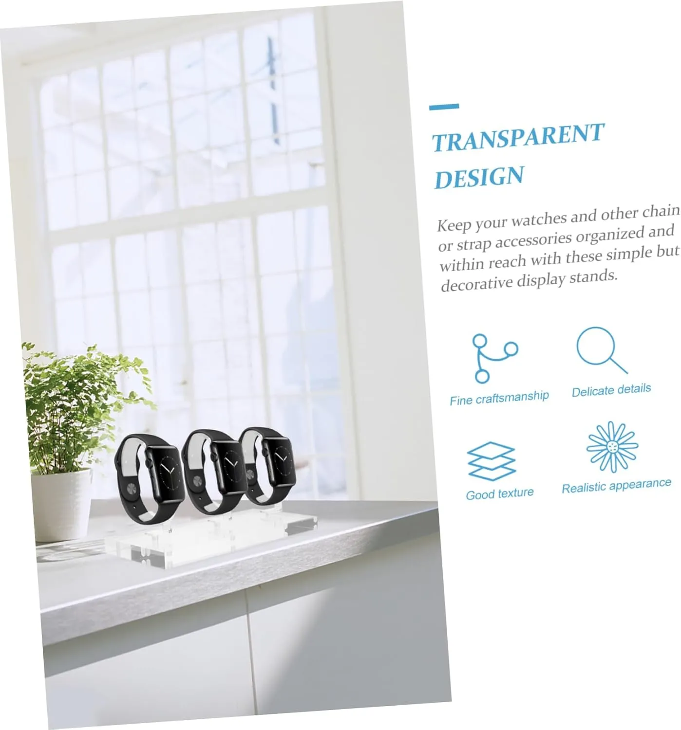 Transparent Watch Display Stand Jewelry Holder for Retail Clear Acrylic Watch Rack for Bracelets and Accessories Compact Design for and Travel