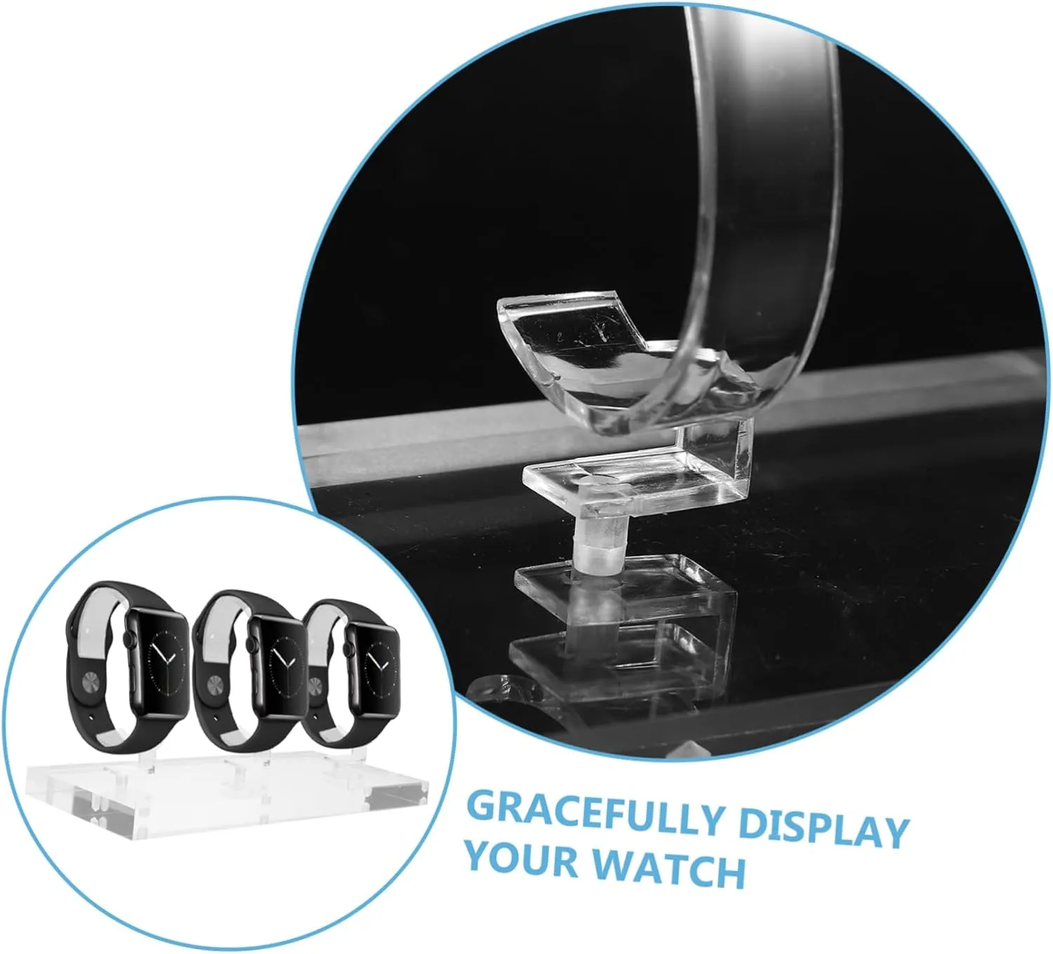 Transparent Watch Display Stand Jewelry Holder for Retail Clear Acrylic Watch Rack for Bracelets and Accessories Compact Design for and Travel