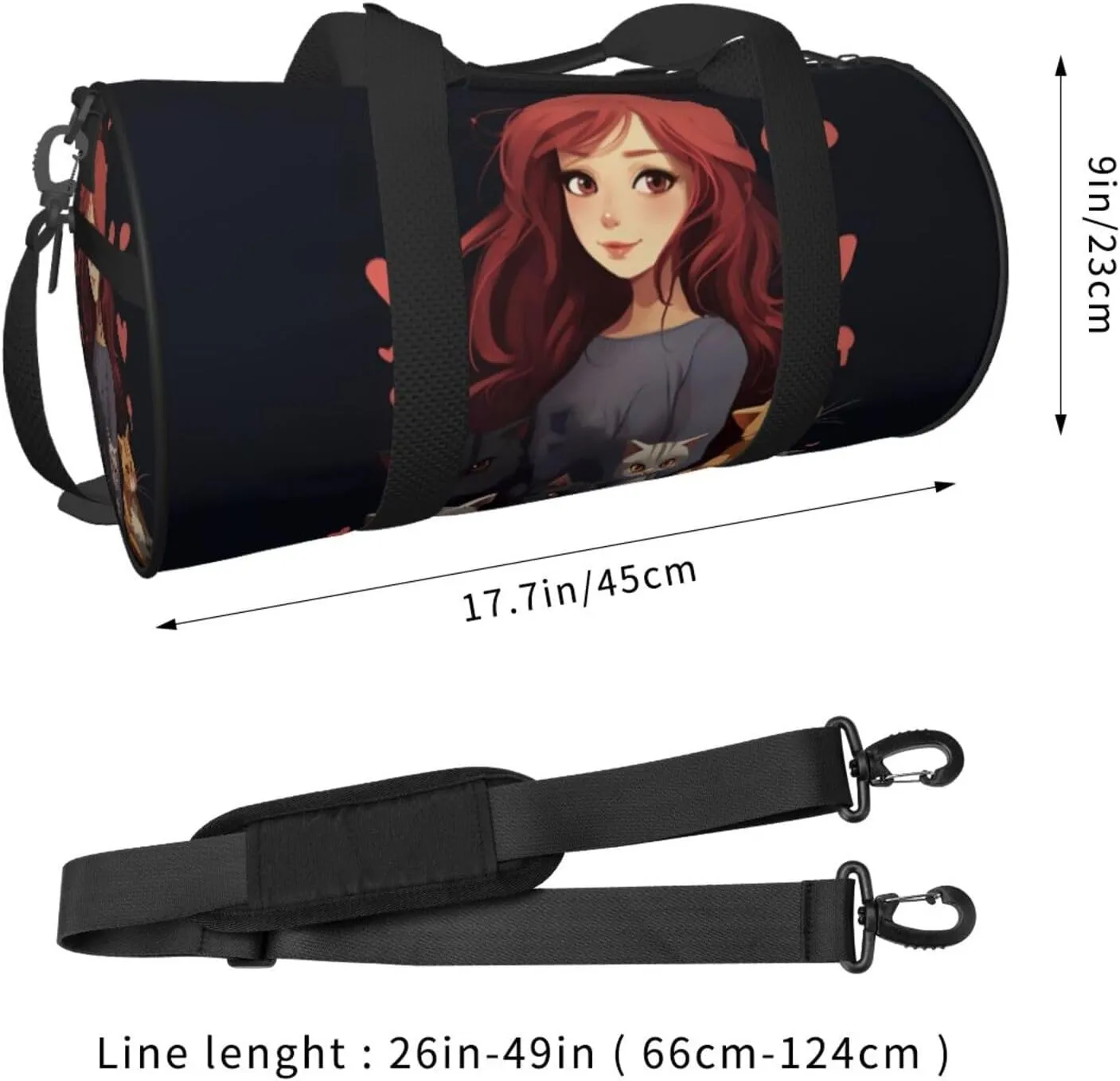 Travel Bag For Women,A Girl Who Loves Cats Print Personal Item Duffle Bags,Weekend Travel Duffel Tote Bag,Travel Sport Gym Bag For Men,Airplane Travel Essentials For Flying