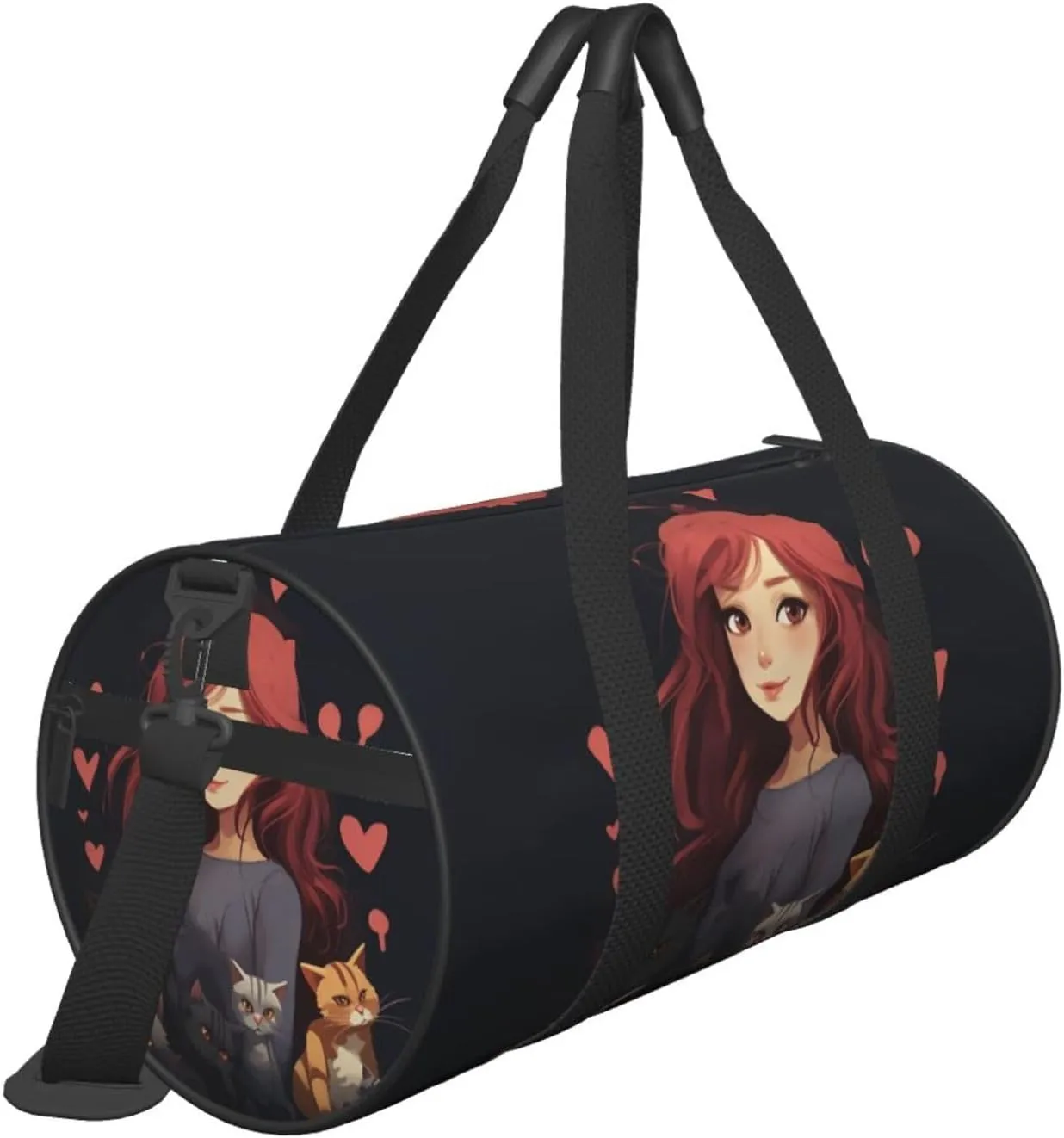 Travel Bag For Women,A Girl Who Loves Cats Print Personal Item Duffle Bags,Weekend Travel Duffel Tote Bag,Travel Sport Gym Bag For Men,Airplane Travel Essentials For Flying