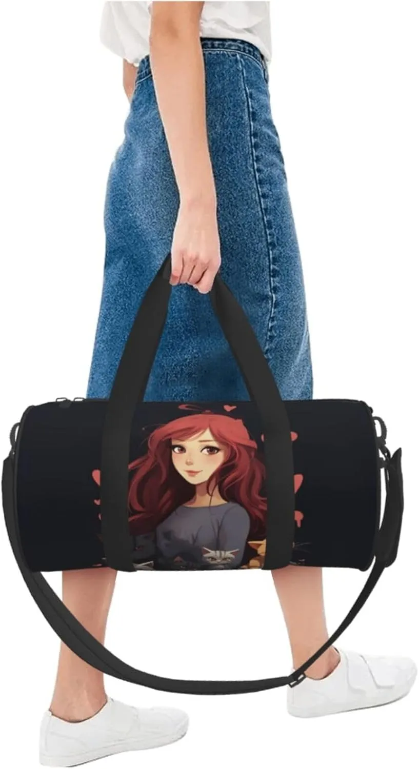 Travel Bag For Women,A Girl Who Loves Cats Print Personal Item Duffle Bags,Weekend Travel Duffel Tote Bag,Travel Sport Gym Bag For Men,Airplane Travel Essentials For Flying