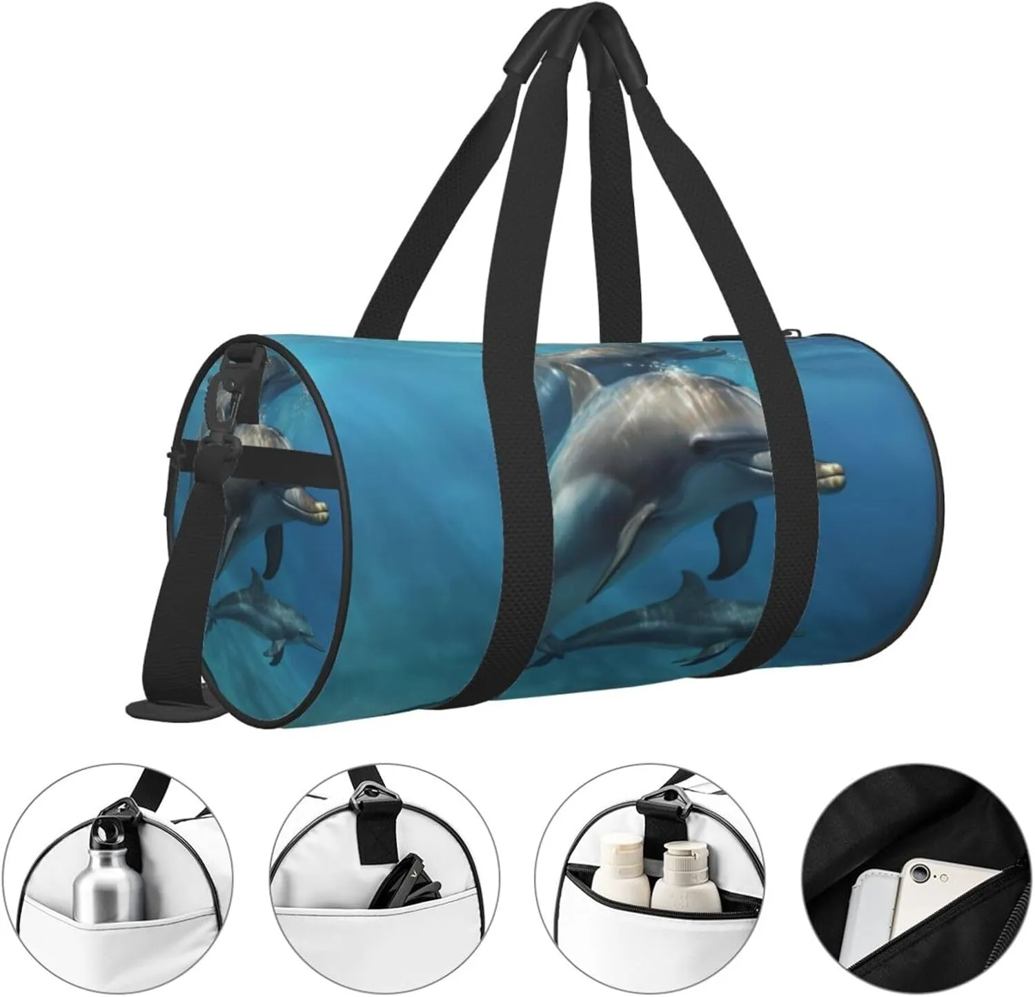 Travel Bag For Women,Dolphins Art Print Personal Item Duffle Bags,Weekend Travel Duffel Tote Bag,Travel Sport Gym Bag For Men,Airplane Travel Essentials For Flying