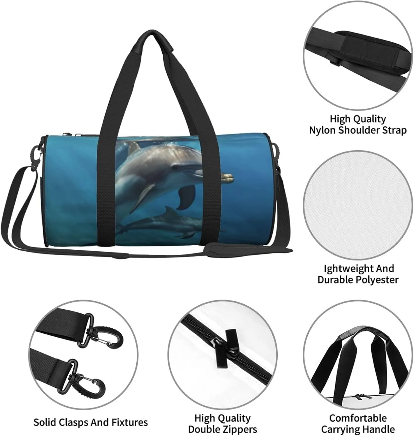 Travel Bag For Women,Dolphins Art Print Personal Item Duffle Bags,Weekend Travel Duffel Tote Bag,Travel Sport Gym Bag For Men,Airplane Travel Essentials For Flying