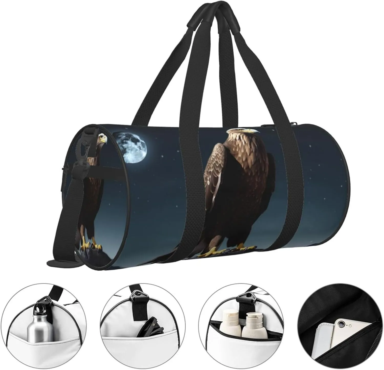 Travel Bag For Women,Eagle Under The Stars Print Personal Item Duffle Bags,Weekend Travel Duffel Tote Bag,Travel Sport Gym Bag For Men,Airplane Travel Essentials For Flying