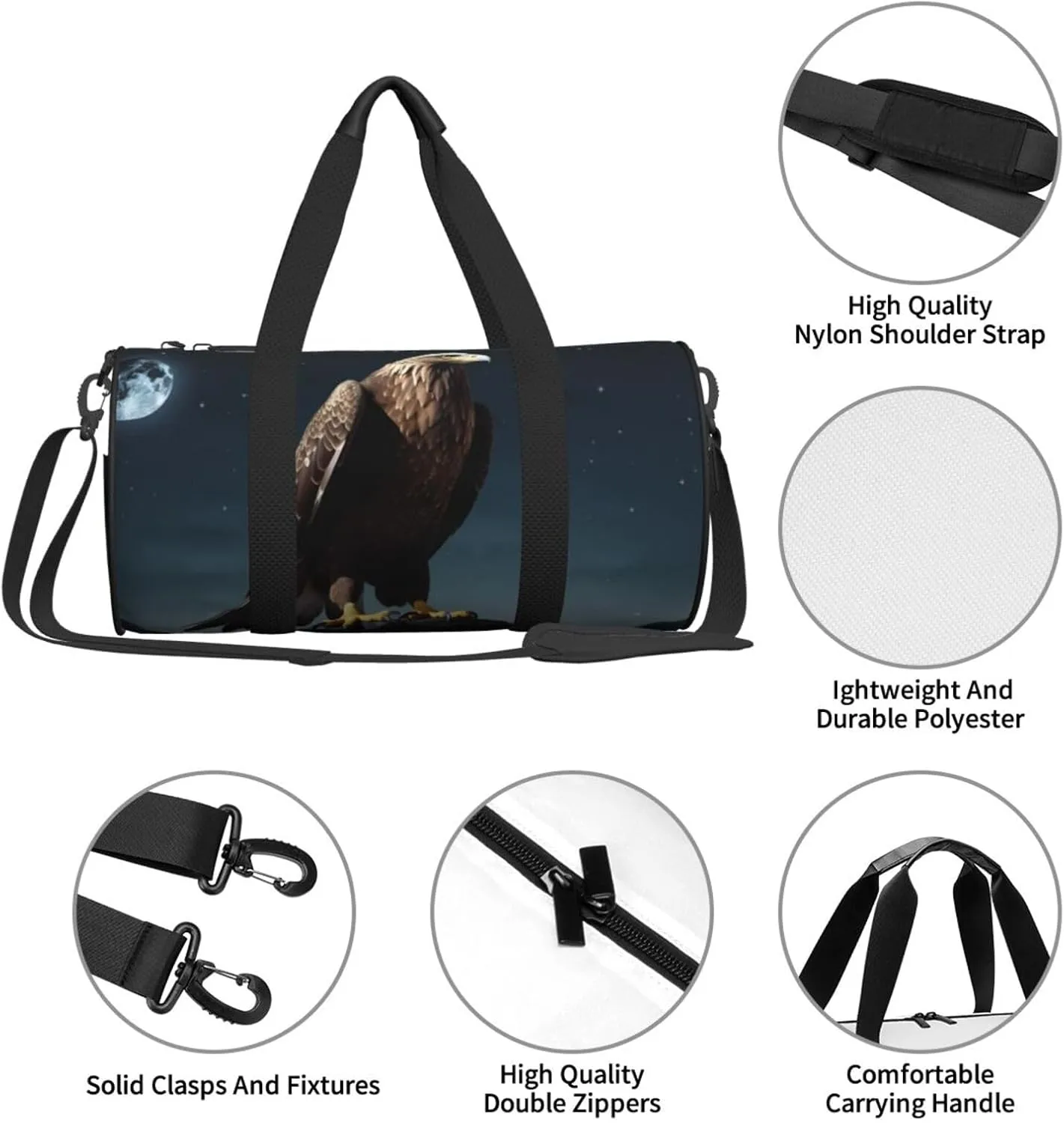 Travel Bag For Women,Eagle Under The Stars Print Personal Item Duffle Bags,Weekend Travel Duffel Tote Bag,Travel Sport Gym Bag For Men,Airplane Travel Essentials For Flying