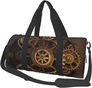 Travel Bag For Women,Gears Clock Bronze Century Print Personal Item Duffle Bags,Weekend Travel Duffel Tote Bag,Travel Sport Gym Bag For Men,Airplane Travel Essentials For Flying