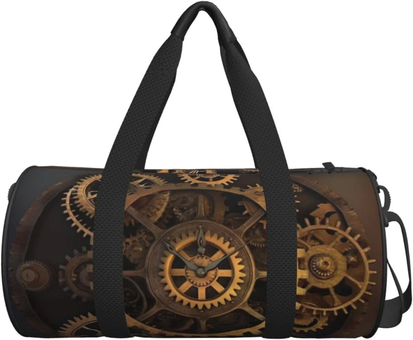 Travel Bag For Women,Gears Clock Bronze Century Print Personal Item Duffle Bags,Weekend Travel Duffel Tote Bag,Travel Sport Gym Bag For Men,Airplane Travel Essentials For Flying