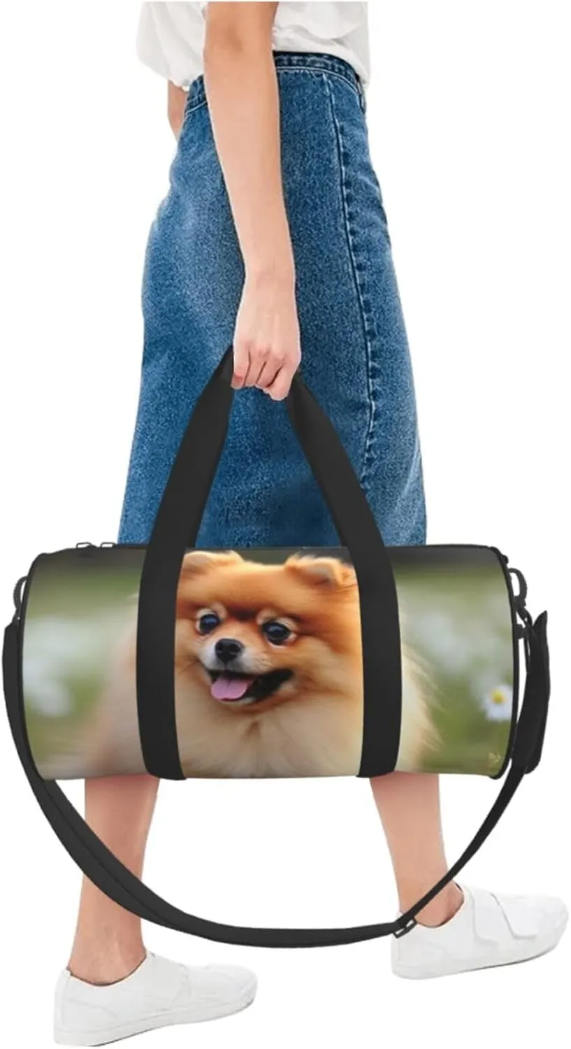 Travel Bag For Women,Pomeranian Dog Print Personal Item Duffle Bags,Weekend Travel Duffel Tote Bag,Travel Sport Gym Bag For Men,Airplane Travel Essentials For Flying