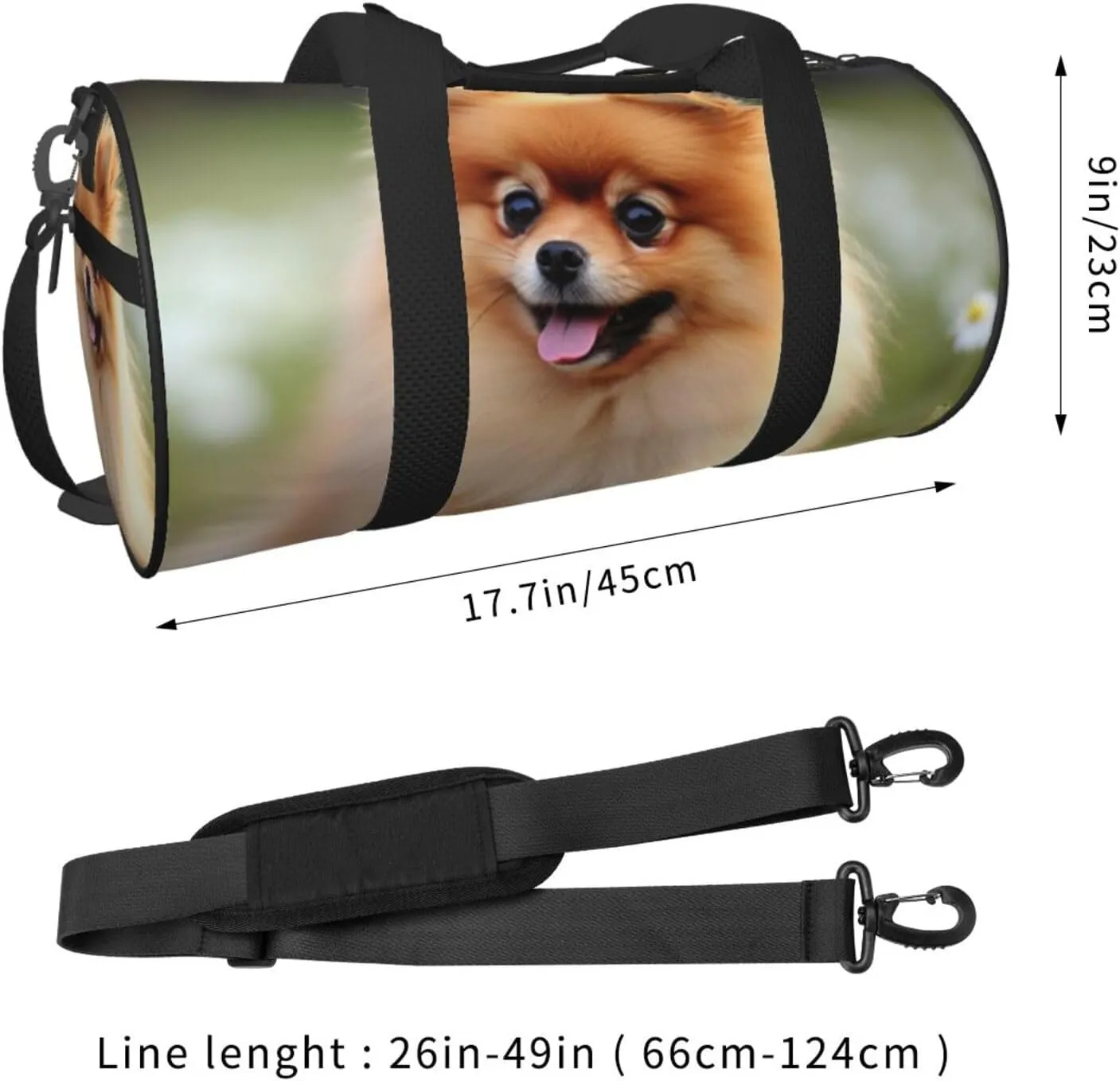 Travel Bag For Women,Pomeranian Dog Print Personal Item Duffle Bags,Weekend Travel Duffel Tote Bag,Travel Sport Gym Bag For Men,Airplane Travel Essentials For Flying