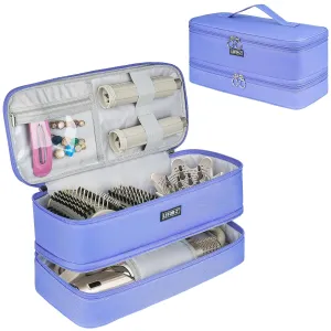 Travel Carrying Case Compatible with Shark Flexstyle/FlexFusion/Hair Dryer,Double-Layer Hair Hot Tools Storage Bag Fits for Dyson Airwrap Styler/Supersonic Hair Dryer and Attachments,Purple-Bag Only