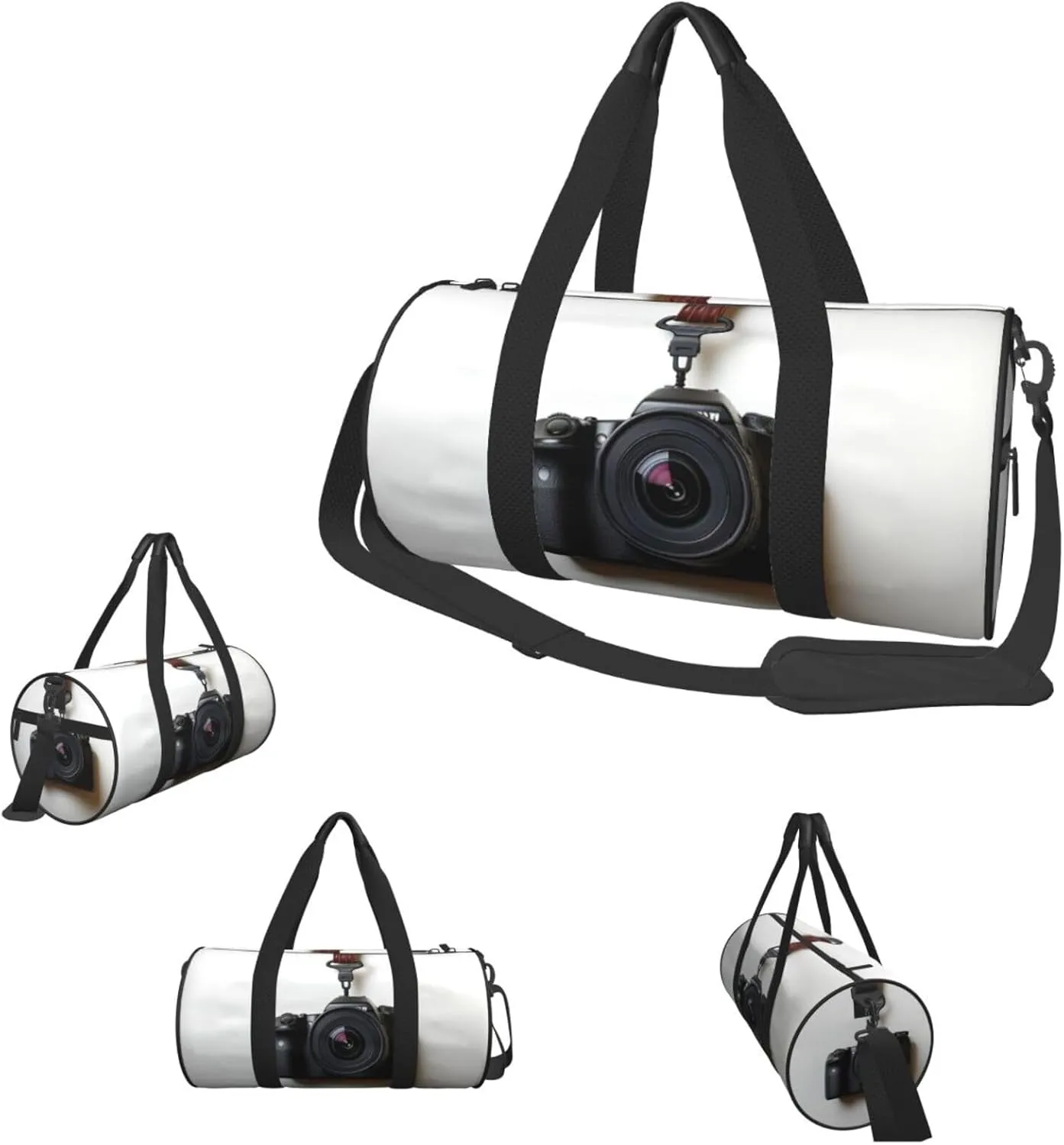 Travel Duffel Bag Camera Hanging On White Wall Weekender Overnight Bag For Men Women Large Capacity Sports Gym Bag Canvas Carry On Tote Bags For Travel Yoga
