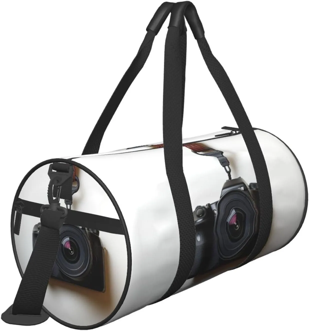 Travel Duffel Bag Camera Hanging On White Wall Weekender Overnight Bag For Men Women Large Capacity Sports Gym Bag Canvas Carry On Tote Bags For Travel Yoga