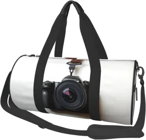 Travel Duffel Bag Camera Hanging On White Wall Weekender Overnight Bag For Men Women Large Capacity Sports Gym Bag Canvas Carry On Tote Bags For Travel Yoga