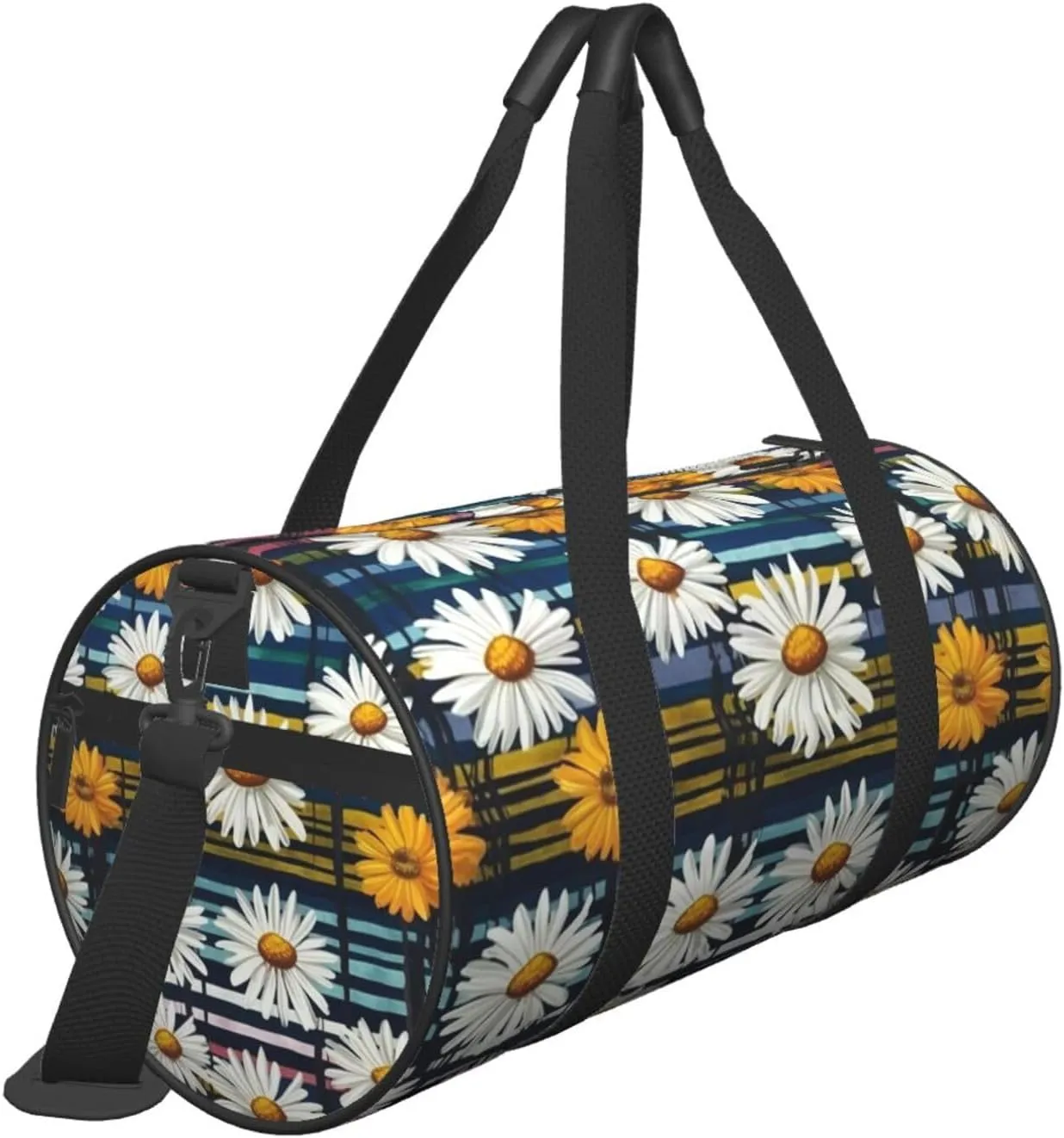 Travel Duffel Bag Daisies And Stripes Weekender Overnight Bag For Men Women Large Capacity Sports Gym Bag Canvas Carry On Tote Bags For Travel Yoga