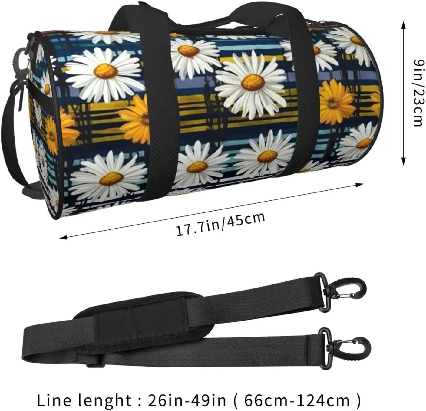 Travel Duffel Bag Daisies And Stripes Weekender Overnight Bag For Men Women Large Capacity Sports Gym Bag Canvas Carry On Tote Bags For Travel Yoga